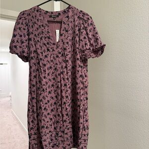 Madewell Pink and Black Floral Mini Dress